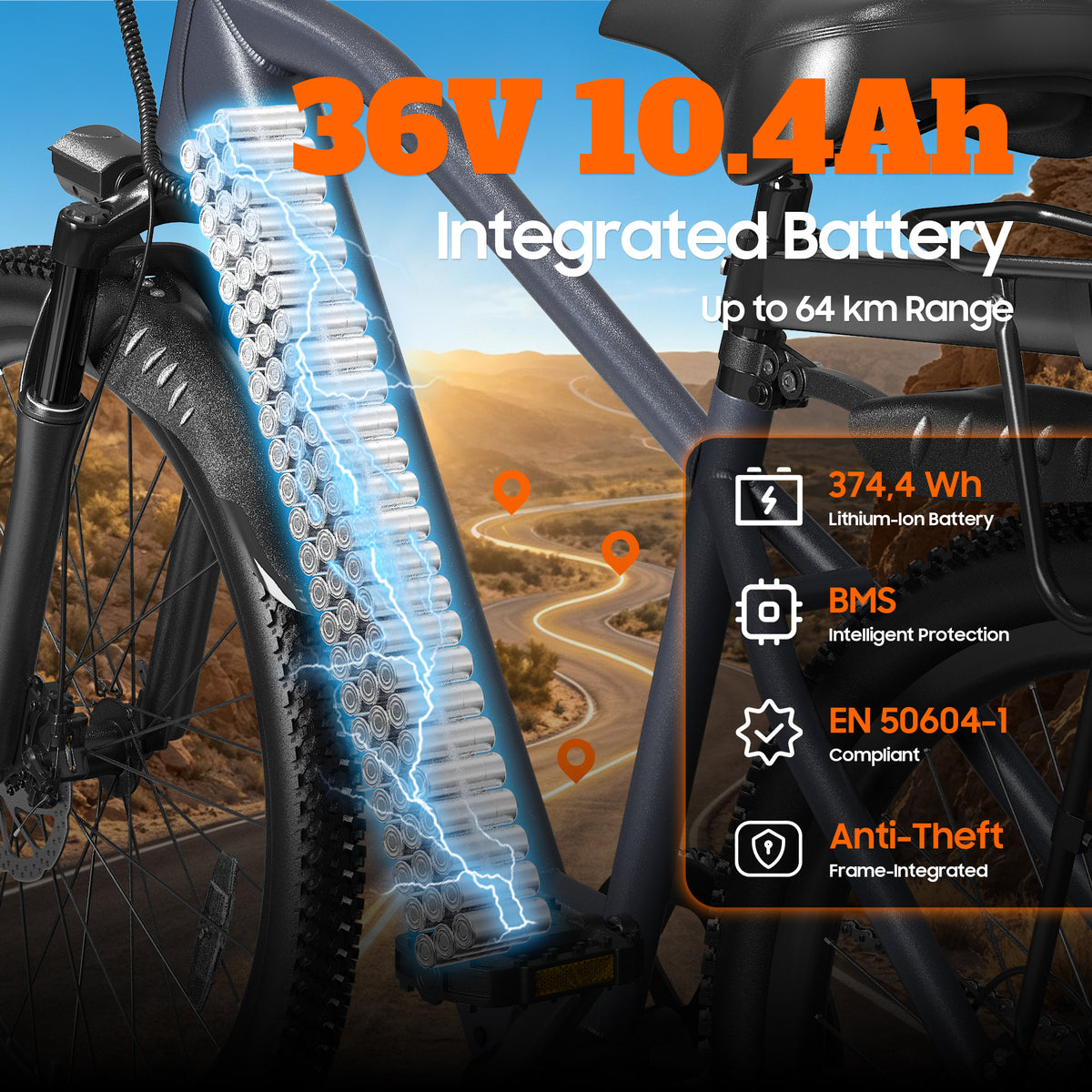 Veloflow L26D Electric City Bike (with Rack)